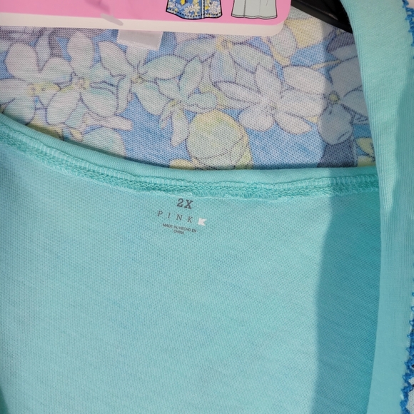NWT Vintage Pink by Kmart Robe/Chemis Set Teal Floral Size 2XL Cotton Poly Blend - Picture 3 of 12
